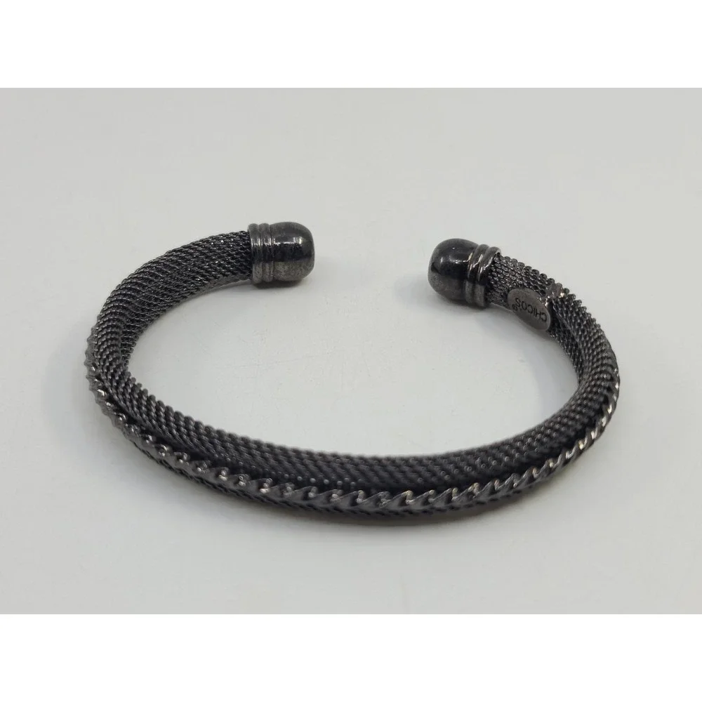 Chico's‎ Black Mesh Cuff Bangle Bracelet Mourning Jewelry Gunmetal Wire
